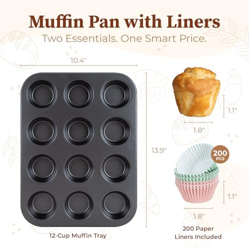 CARTMAN 2-Pack 12-Cup Muffin Pan Set, Carbon Steel Nonstick Cupcake