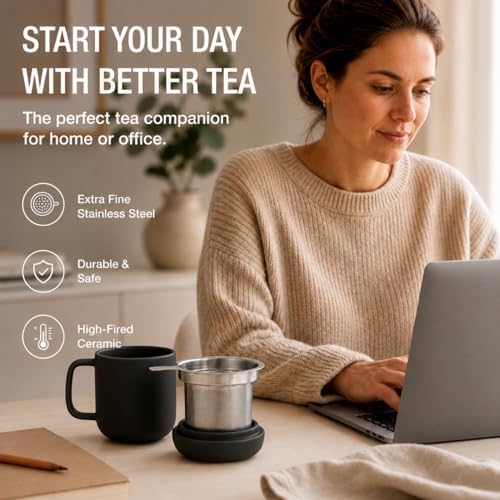 Tealyra - Sumo Porcelain Loose Tea Steeping Mug - 15oz/450 ml Ceramic