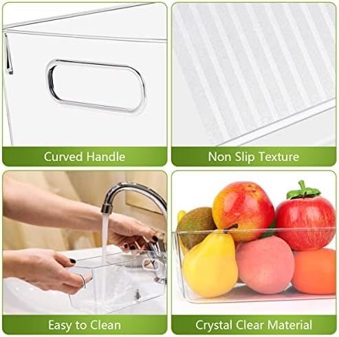 Set Of 10 Refrigerator Pantry Organizer Bins, Clear Plastic Food