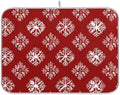 OTVEE Snowflake’ Red Canvas Dish Drying Mat for Kitchen Counter