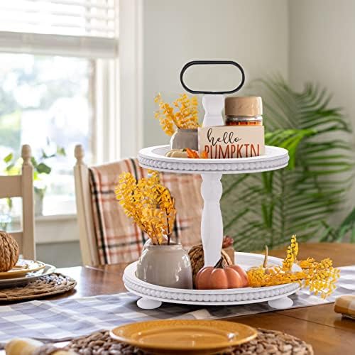 Urban Deco Wooden Decorative Tray Two Tiered Trays Decorations Round