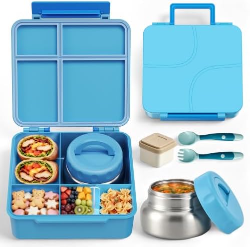 JSLOVE Bento Lunch Box with Leak Proof Insulated Food Jar for Kids