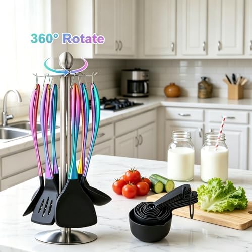 Silicone Cooking Utensils Set, 17pcs, Rainbow