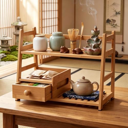 Matcha Coffee Tea Station with Drawer & Tea bag holder