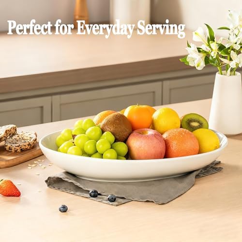14 Inch Oval Serving Platters Set of 2, Large Wide Ceramic Serving