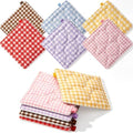 Meanplan Cotton Gingham Coaster for Drinks Set of 8, 4.5 x 4.5 Inch