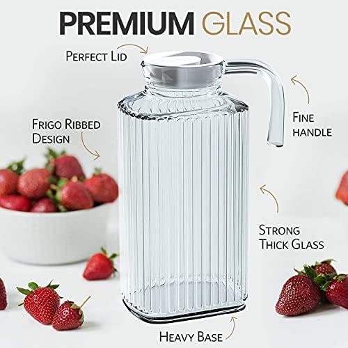Fridge Pitcher – 60 OZ. Glass Water Fridge Pitcher with Lid By Home