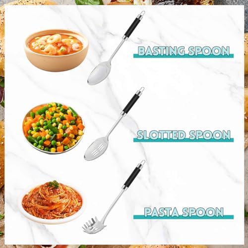 3-Piece,Stainless Steel Serving spoons set with Slotted Spoon, Serving
