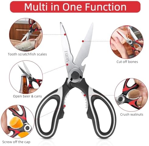Heavy Duty Kitchen Scissors 2-Pack, Ultra Sharp Stainless Steel Meat