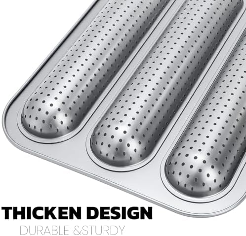 ZOOFOX 2 Pack Nonstick Perforated Baguette Pan, 3-Slot French Bread
