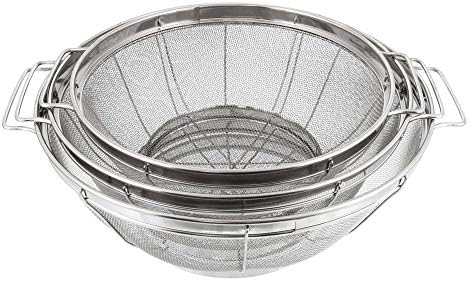 U.S. Kitchen Supply Set of 3 Stainless Steel Colander Strainers Net