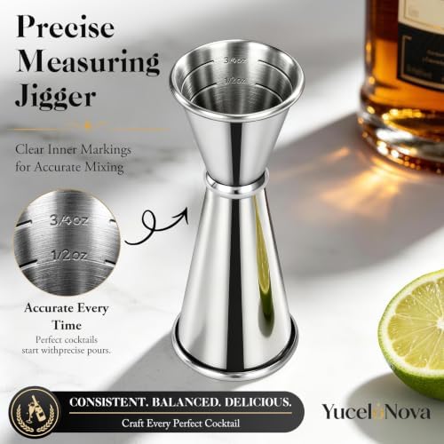 Boston Cocktail Shaker Kit with Bamboo Stand, Home Bar Party Gift