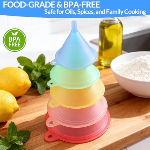 6 Pcs Plastic Funnel Set - Mini/Small/Large Funnels Set for Kitchen