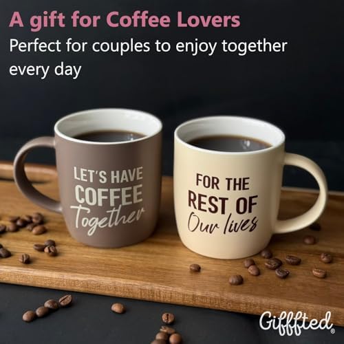 Triple Gifffted Lets Have Coffee Together Mug Set For Couples, 13oz