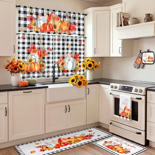 Haull 13 Pcs Fall Thanksgiving Kitchen Decor Set Buffalo Plaid