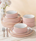 GBHOME Stoneware Dinnerware Sets for 4, 12 Pieces Plates and Bowls Set