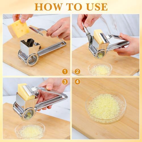 PRETYZOOM Stainless Steel Manual Rotary Cheese Grater