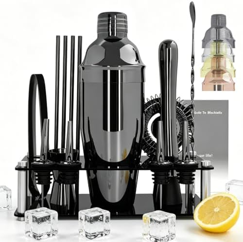 14-Piece Cocktail Shaker Set with Stand, Bartender Kit, 25oz Shakers