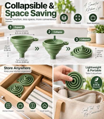 Kitchen Funnel Set 4 Pack, Small and Large, Kitchen Food Gadgets