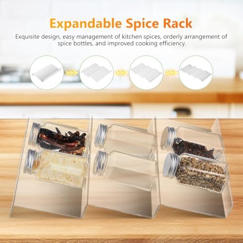 BESTOYARD Expandable Spice Rack Drawer Organizer 4 piece Clear Acrylic
