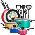 NutriChef 15-Piece Non Stick Kitchen Cookware Set PFOA/PFOS-Free