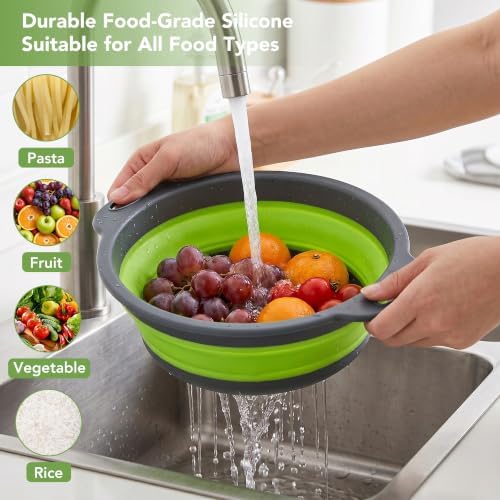 3-Pack Collapsible Colander for Kitchen with Self-Draining Base