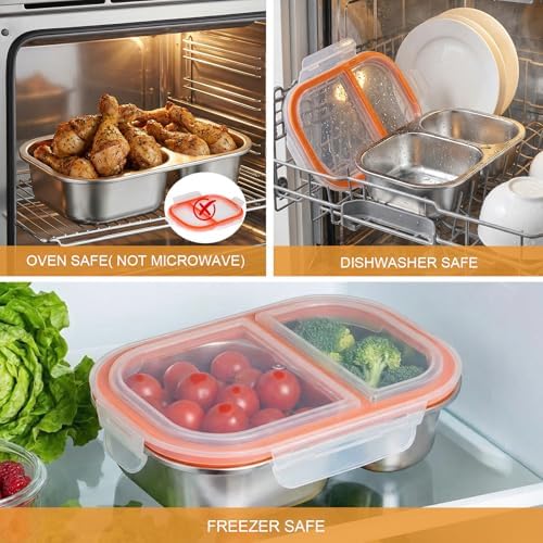 XIANKE Stainless Steel Bento Box Set, 3 Pack, 27oz