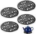 4 Pack Cast Iron Trivets for Hot Dishes 4.7 Inch Round Metal Trivet