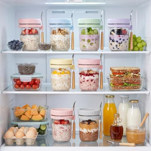 16oz Glass Overnight Oats Containers with Lids, 4 Pack