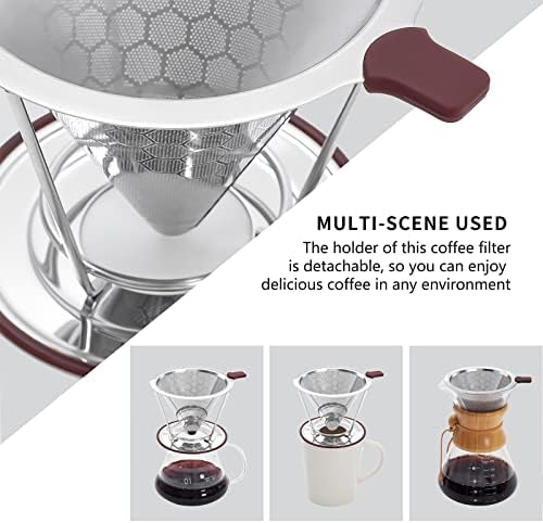 Pour Over Coffee Dripper Stainless Steel Coffee Filter Metal Cone