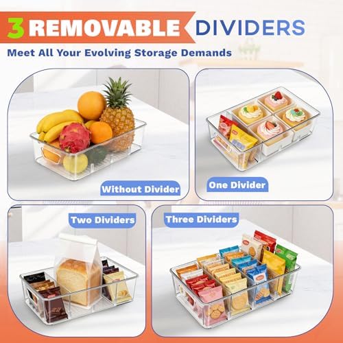 Stackable 4-Compartment Pantry Storage Bins, 2-Pack