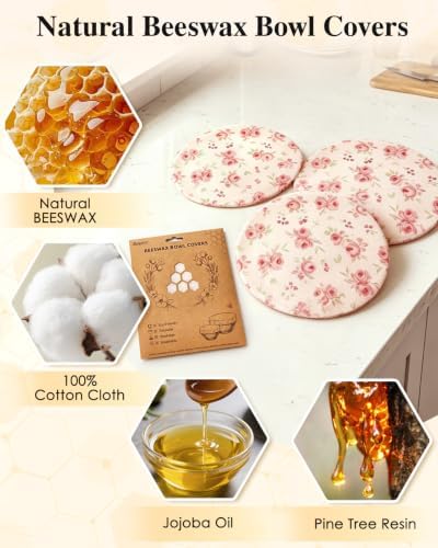 Anpro 3PCS Reusable Beeswax Bowl Covers