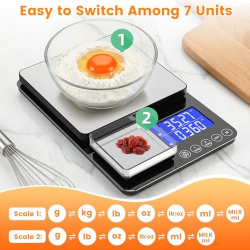 KKZ 0.001oz/33lb Kitchen Scale, Dual Platform Food Scale Grams and