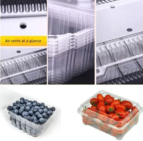 Hewnda 20 Pack Clear Plastic Berry Clamshell Vented Container