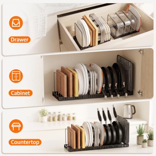 Cutting Board and Baking Sheet Organizer for Cabinet with Solid Metal