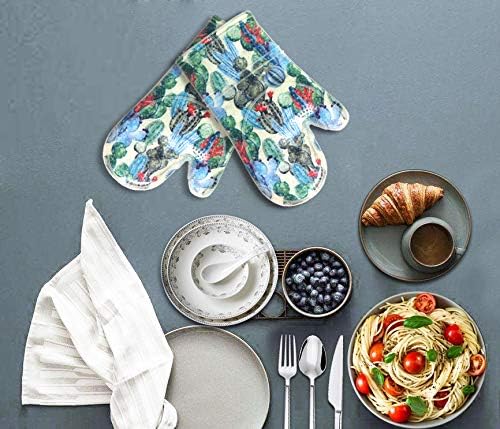 Oven Mitts Set of 2 with Transparent Clear Silicone Shell and Nice Cactus - Image 4