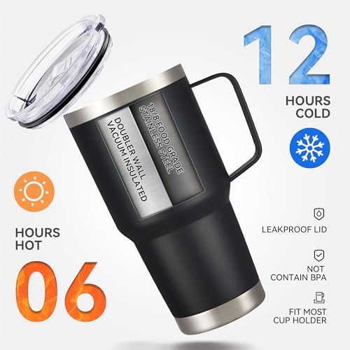 30 oz Stainless Steel Tumbler with Handle and Lid, 1 Pack