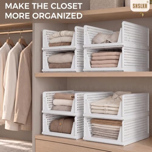 SNSLXH Closet Organizers and Storage, 5 Pack Stackable Closet Bins