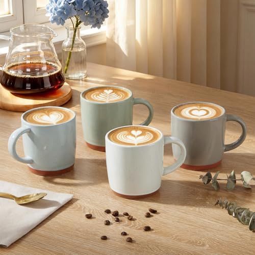 E-far Ceramic Coffee Mug Set of 4, 12oz Modern Coffee Cups, Multicolor