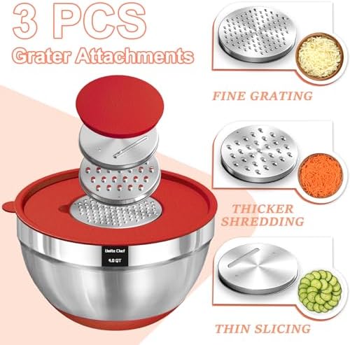 Umite Chef Mixing Bowls with Airtight Lids Set, 8PCS Stainless Steel