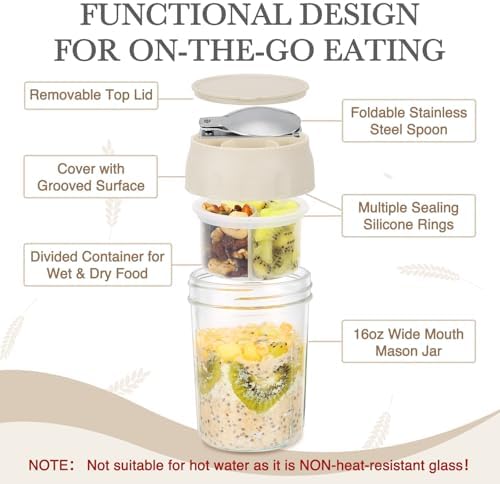 SOLIGT 2 Pack Overnight Oats Containers with Lids