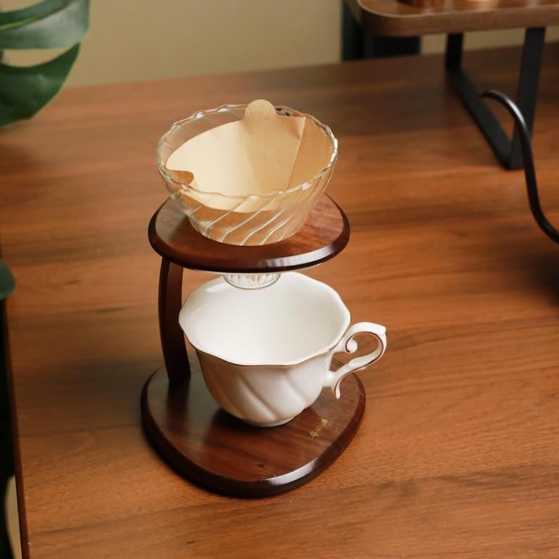 Wooden Pour Over Coffee Stand, Modern Minimalist Drip Coffee Holder