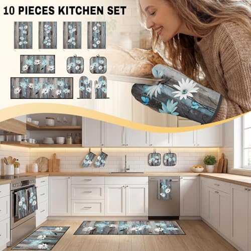 10 Pack Kitchen Decor and Accessories Set, Floral Rustic