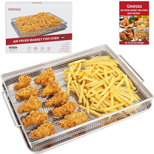 Geesta 304 Stainless Steel Air Fryer Basket for Oven with 50 Recipes