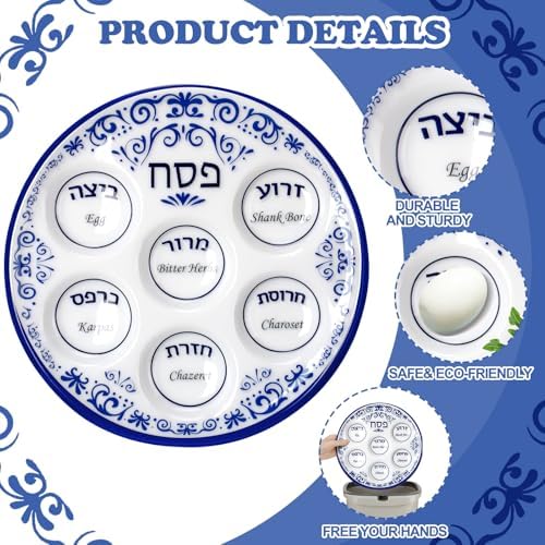 Newtay 24 Pcs Passover Seder Plate Plastic 10" Disposable Plates