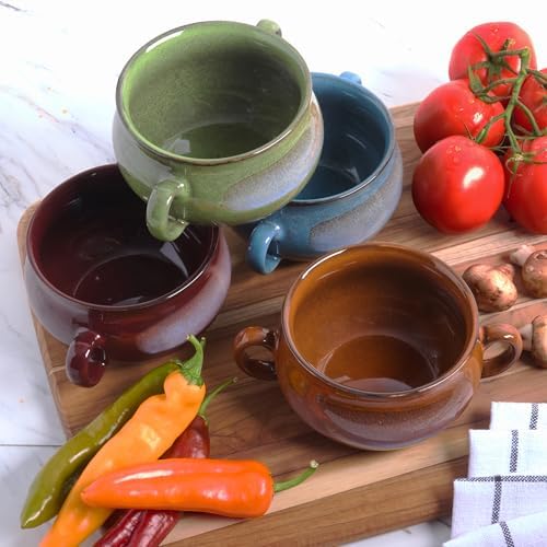 Stoneware 24oz Reactive Glaze Soup Crocks Set of 4: Perfect for soups
