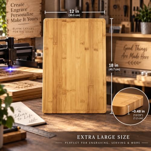 Bulk Wholesale Set of 6 Bamboo Cutting Boards, 18x12 XL, Juice Groove