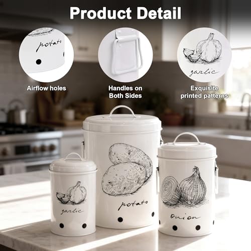 Kitchen Potato and Onion Storage Bin,Metal Vegetable Storage Bins Set