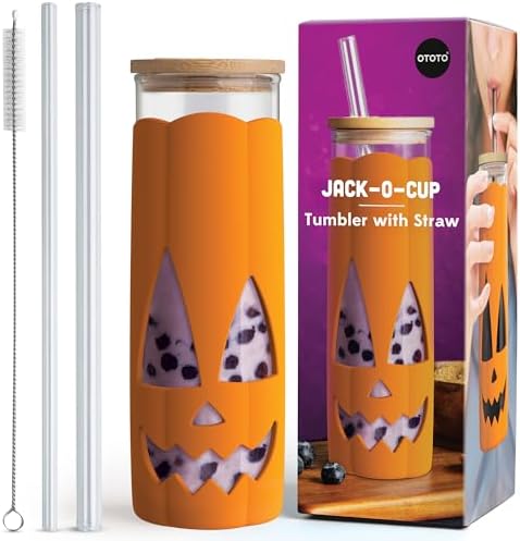OTOTO NEW Jack-o-Cup Glass Cups with Lid and Straws - Glass Coffee