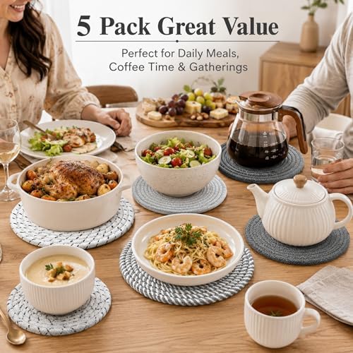 8 Inch Woven Trivets for Hot Dishes, 5 Pack Large Heat Resistant
